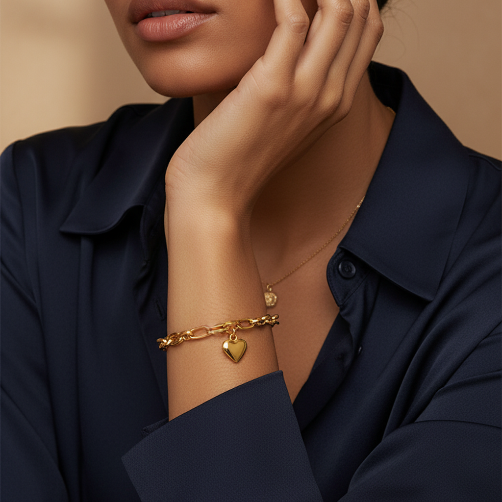 Bracelet chaîne coeur élégant