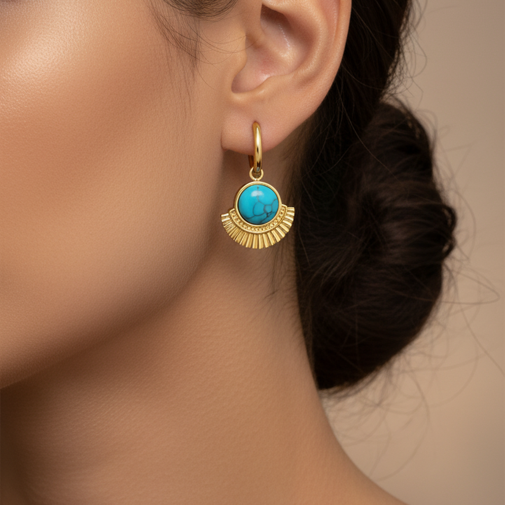 Turquoise-Horizon-Semicircle-Studs