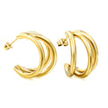 C-Shaped-Triple-Gold-Studs