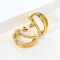C-Shaped-Triple-Gold-Studs