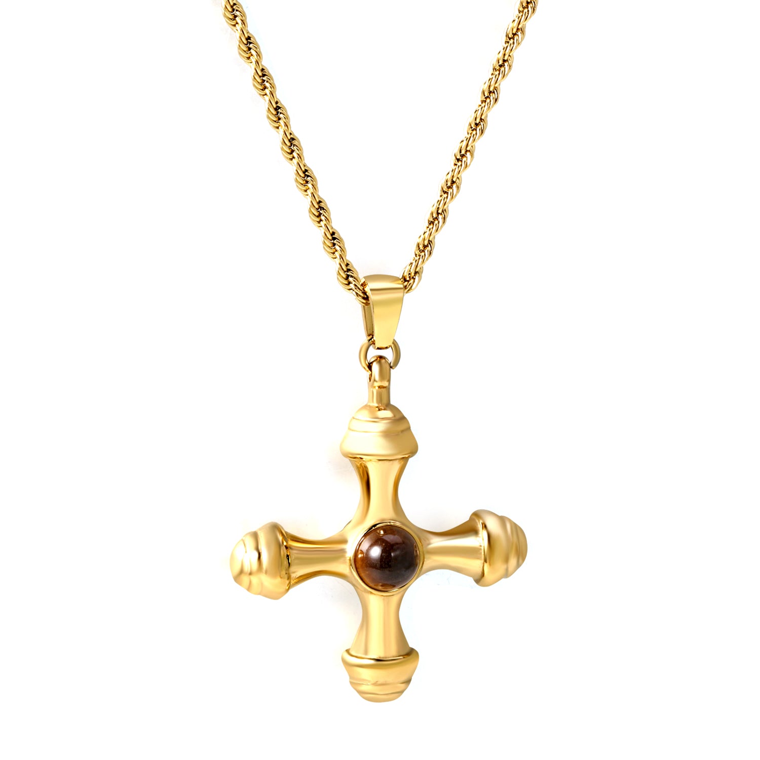 Cat's-Eye-Cross-Charm-Necklace