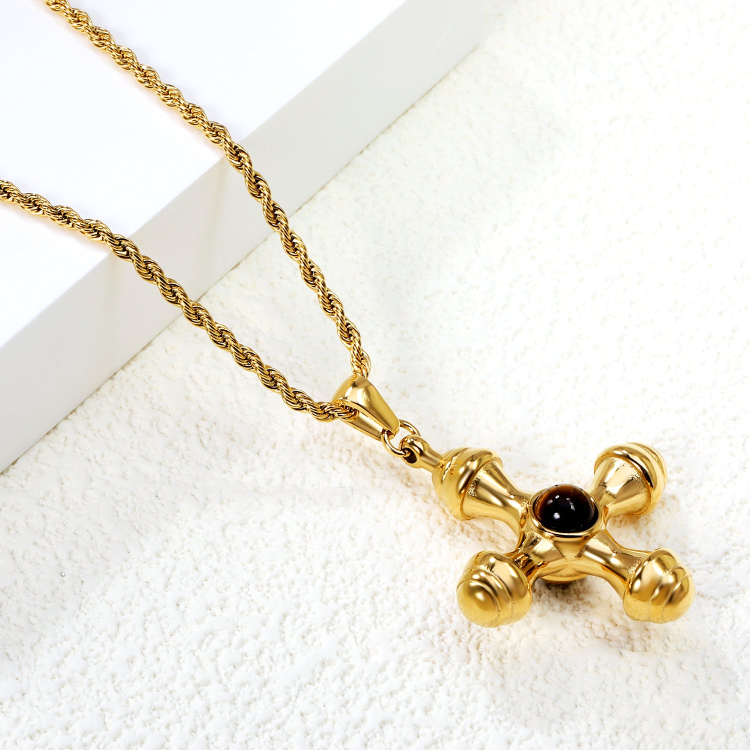 Cat's-Eye-Cross-Charm-Necklace