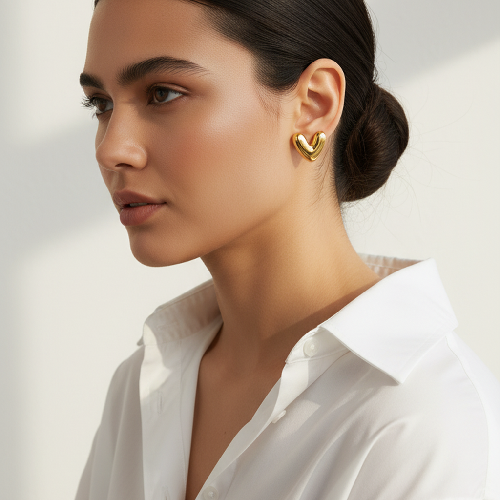 Clous d'oreilles en forme de cœur classiques