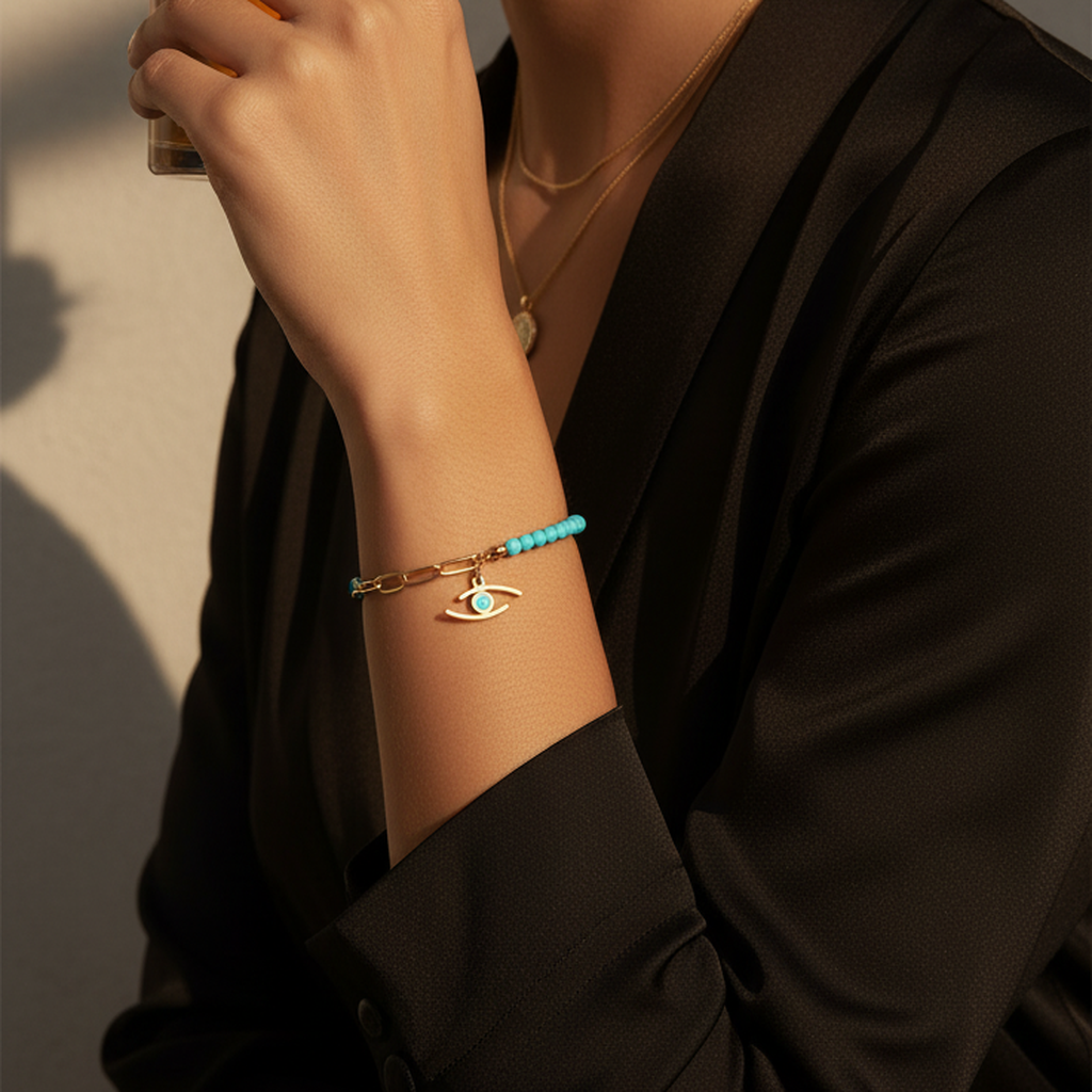 Bracelet de perles en œil d'azur