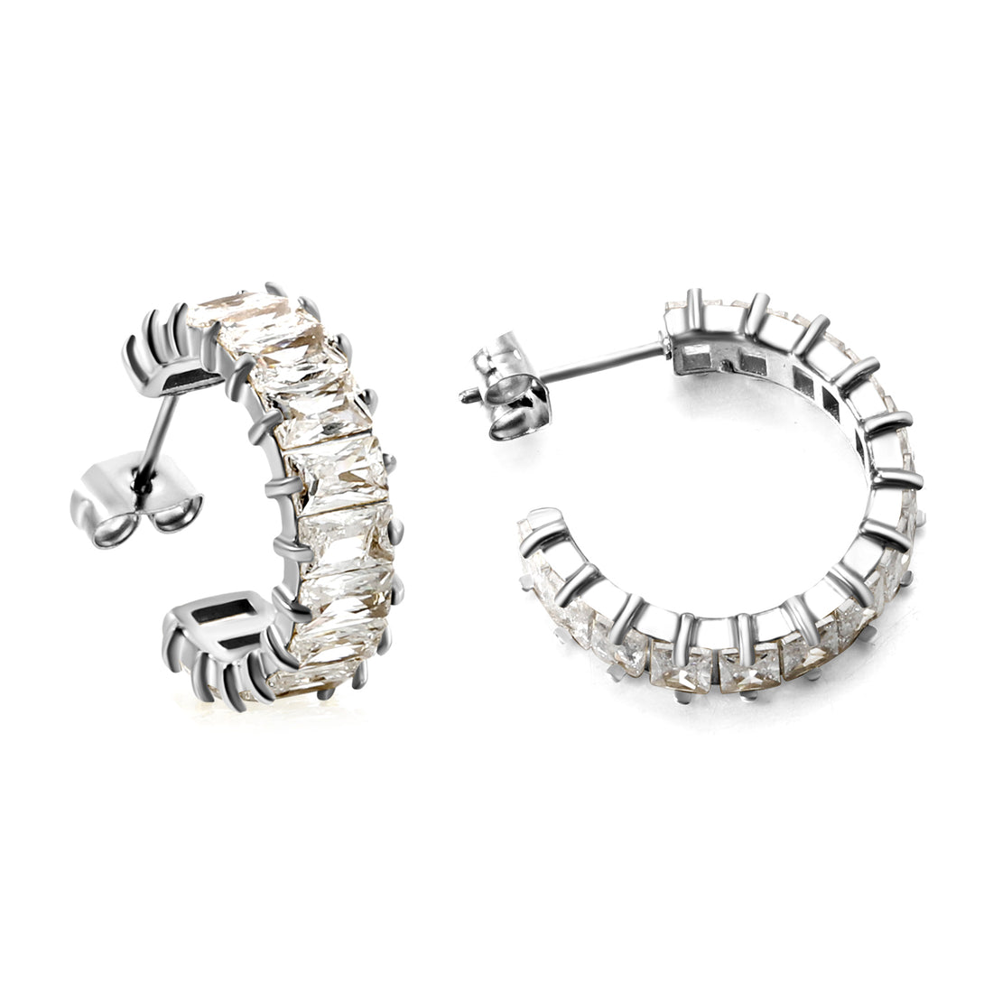C-Shaped-Radiant-Diamond-Studs