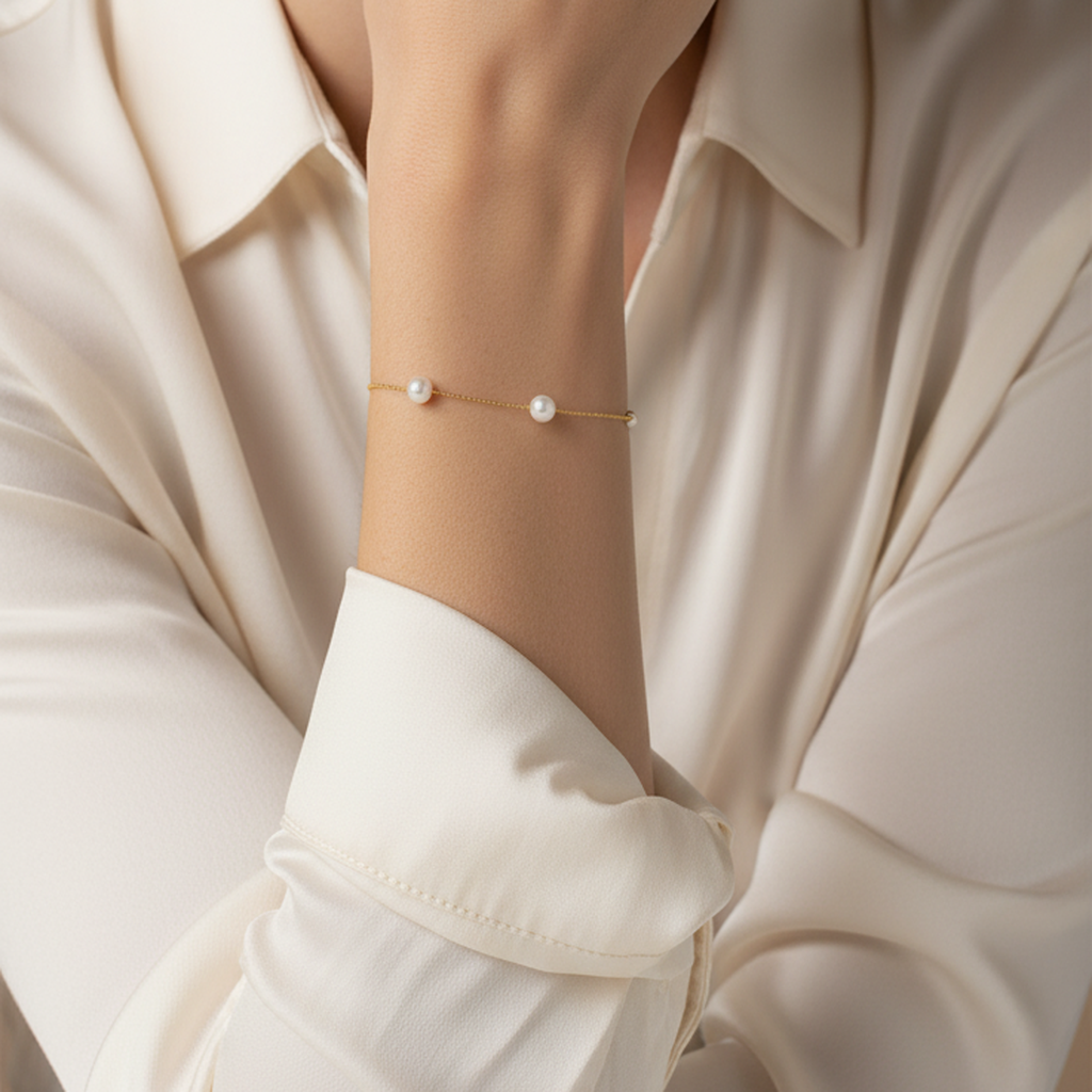 Golden-Freshwater-Pearl-Bracelet-Set