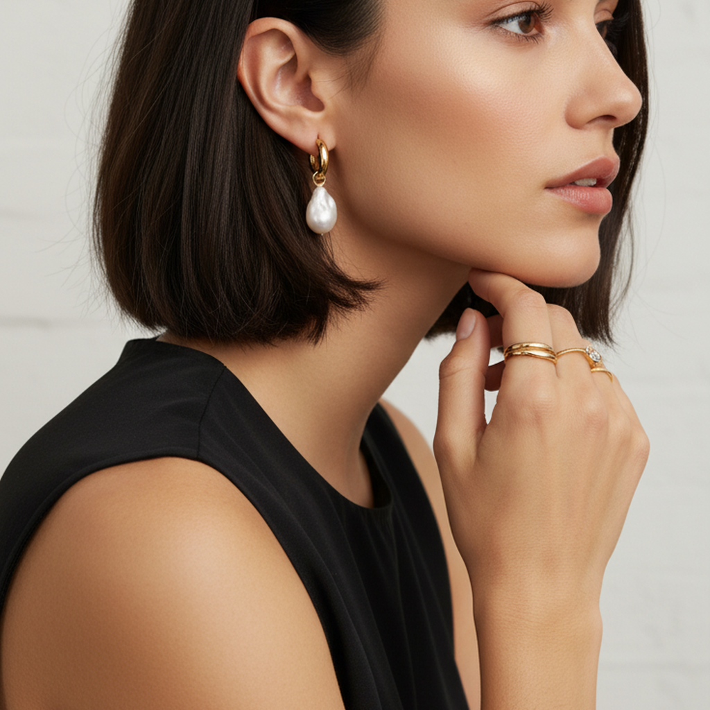 Boucles d'oreilles pendantes en cercle de perles