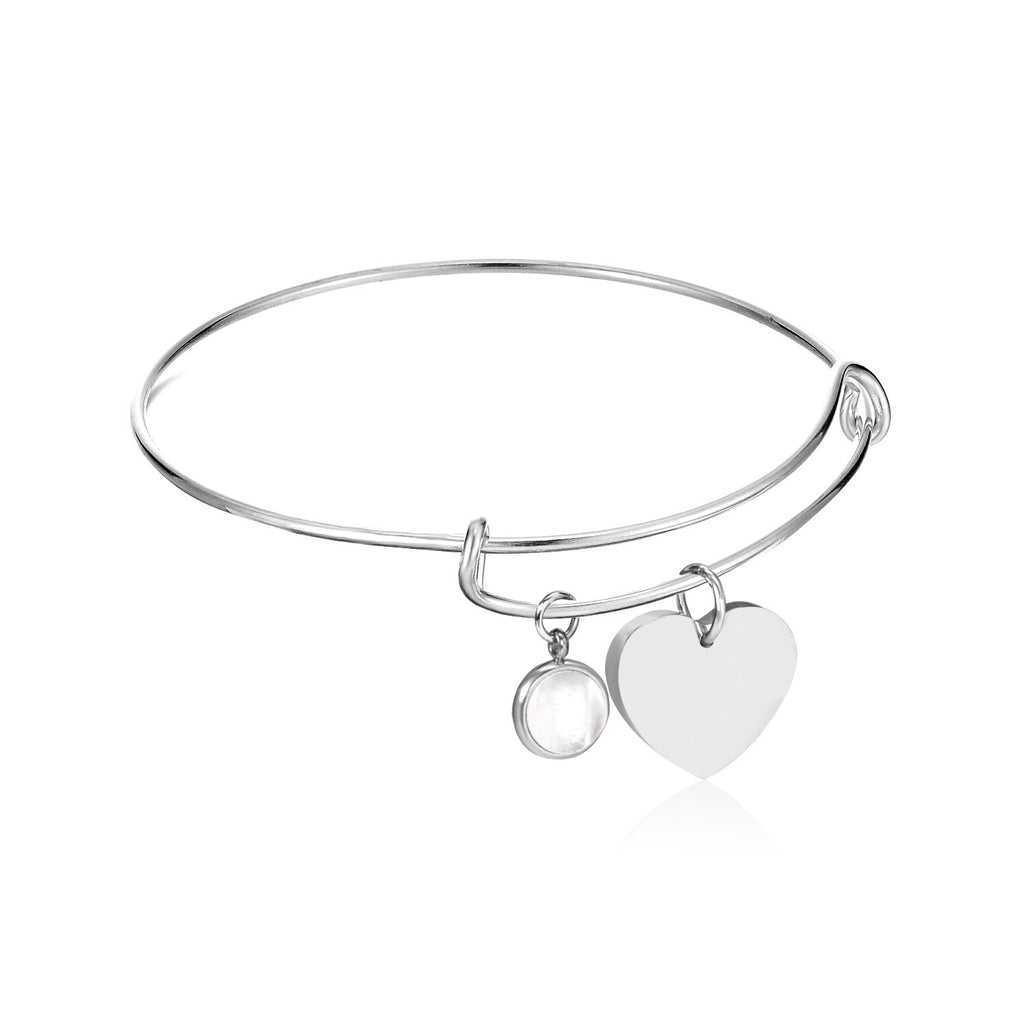 Shell Heart Charm Bangle