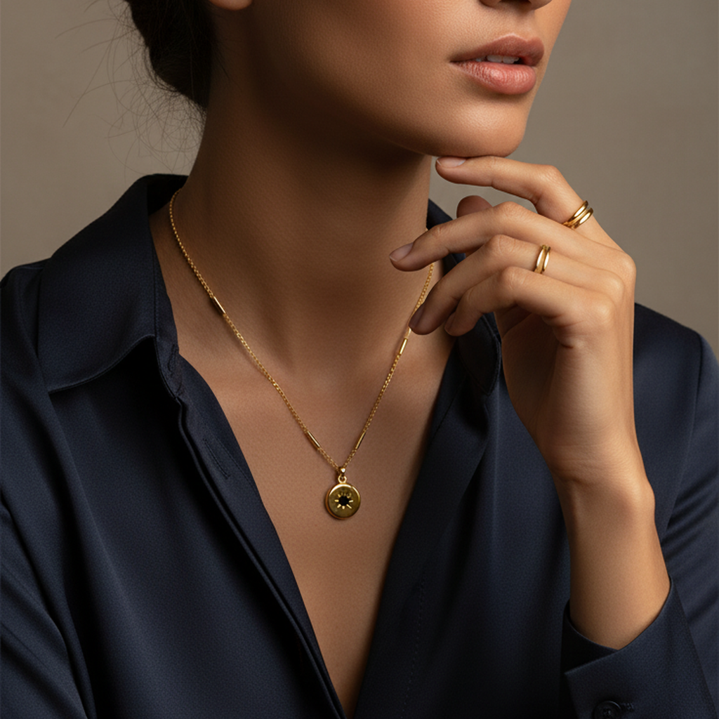 Pendentif Cercle en Diamant Noir