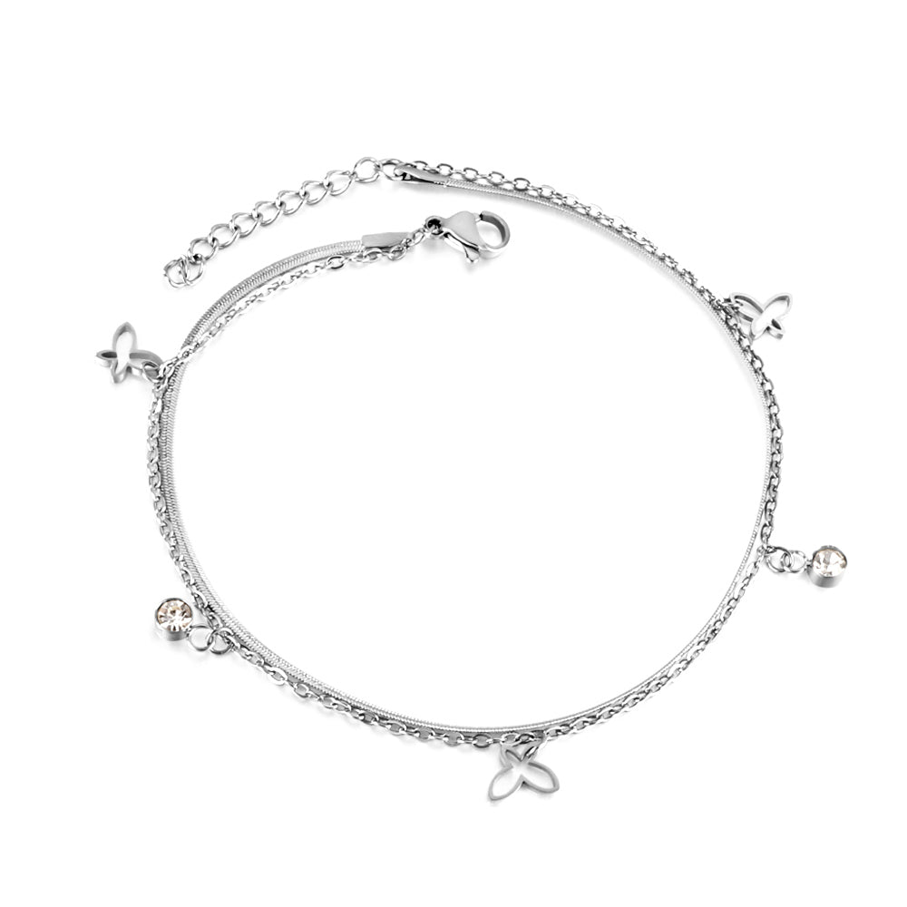 Butterfly Diamond Double Anklet