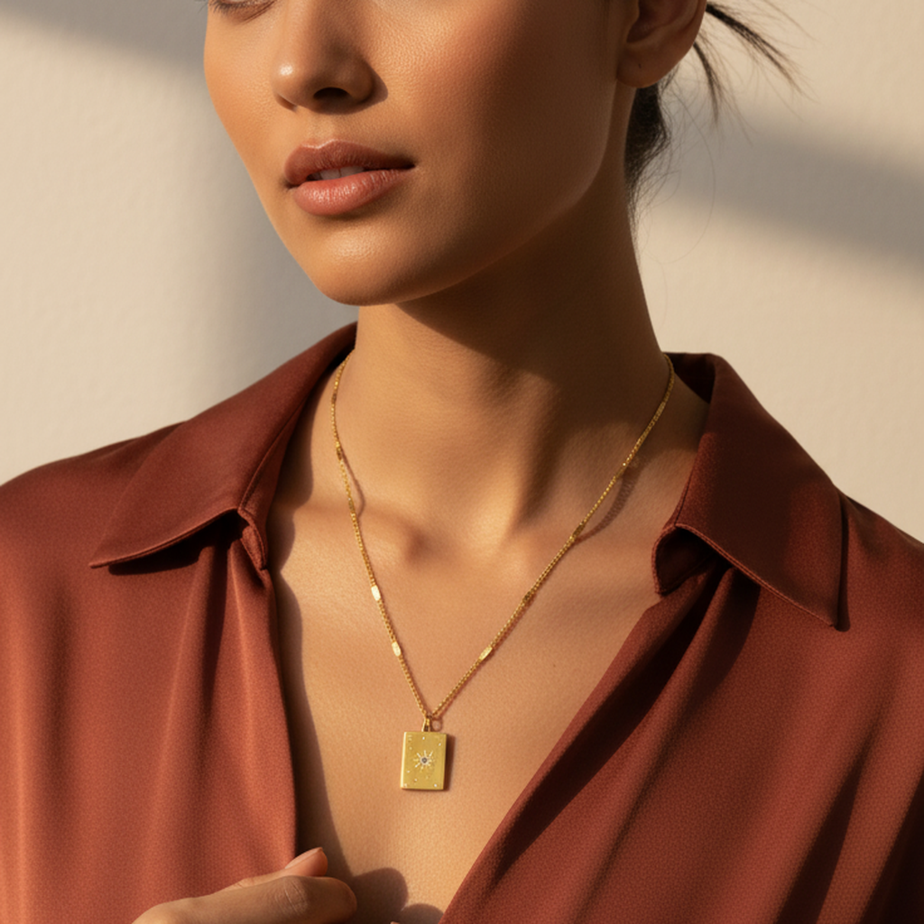 Collier barre de diamant solaire