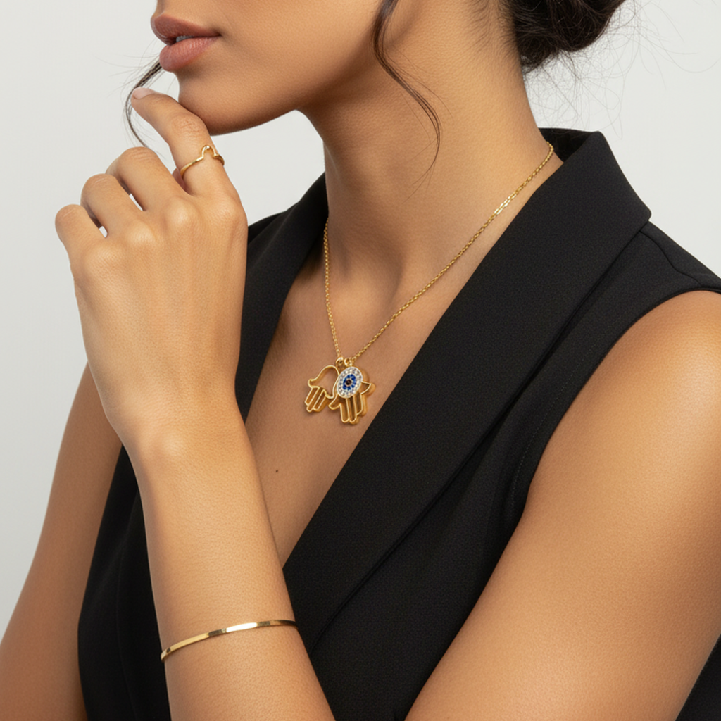 Collier ras du cou mauvais œil azur