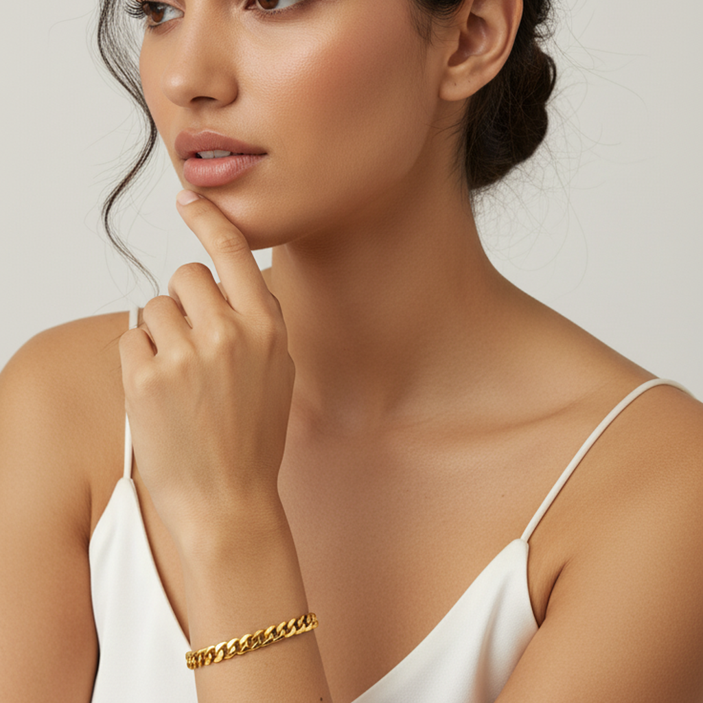 Bracelet cubain classique en or