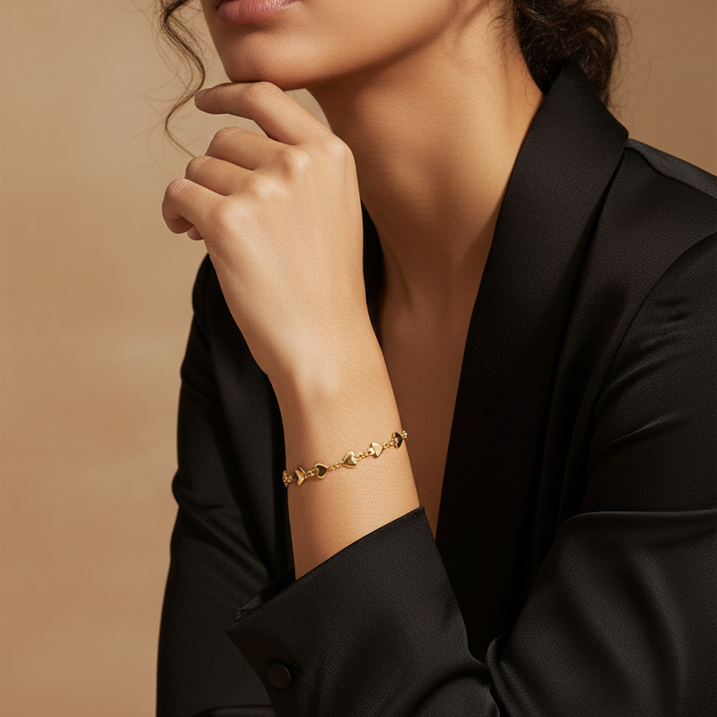 Bracelet chaîne délicat en forme de cœur