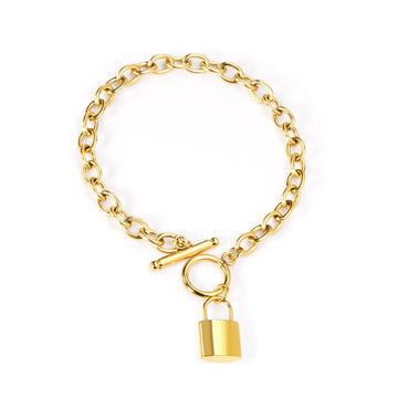 Edgy Lock Charm Bangle