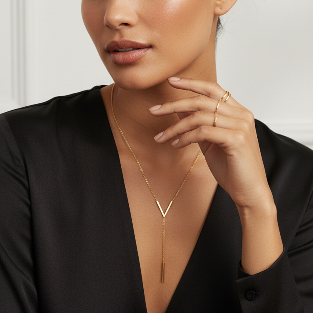Collier ras du cou géométrique à maillons en V