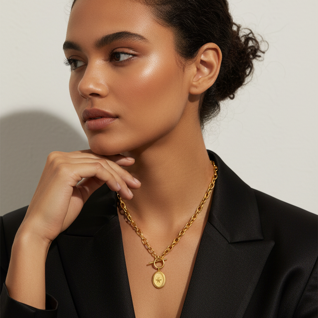 Collier ras du cou ovale Lucky Star